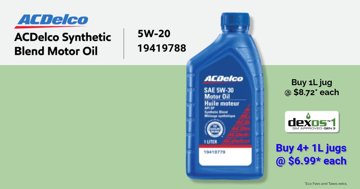 ACDelco 19419788 synthetic blend 5W‑20 engine oil, GM original equipment motor oil